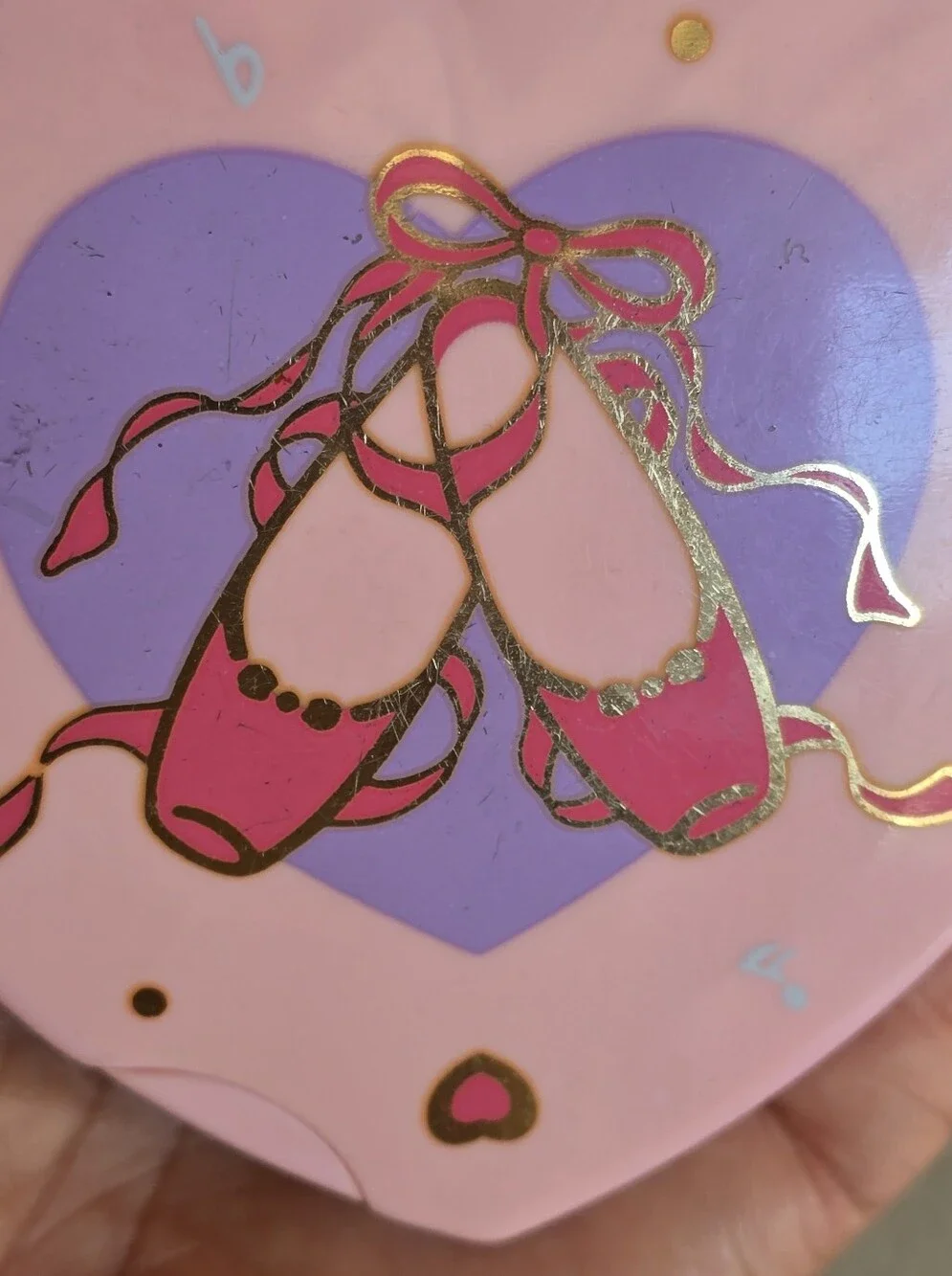 SUPER RARE 1988 SANRIO ballet slippers pink heart shaped compact with mirror